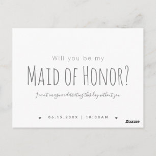 Simple Modern Will You Be My Maid of Honor Postcard