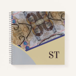 Simple Modern with Abstract Accents Initials Notebook