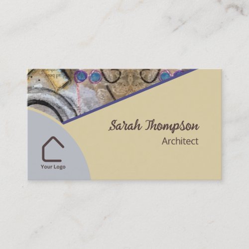 Simple Modern with Abstract Accents QR Code Logo Business Card