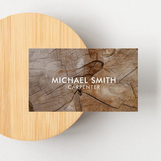 Simple Modern Wooden Carpenter Business Card (Creator Uploaded)