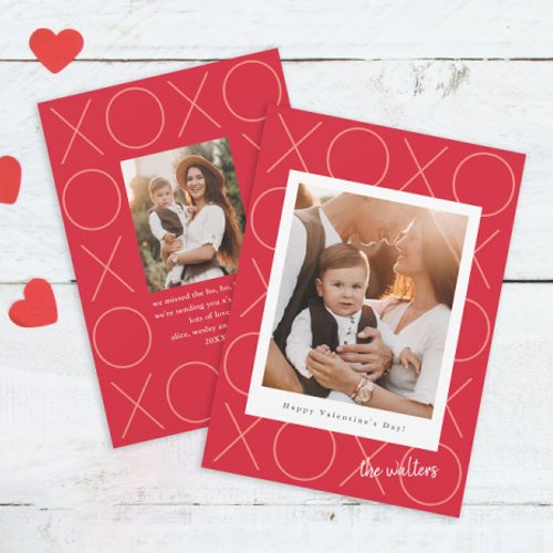 Simple Modern XOXO Frame Photo Valentines Day Holiday Card