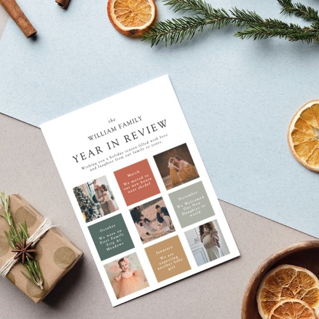 Simple Modern Year In Review  Family Photo  Holiday Card (Creator Uploaded)