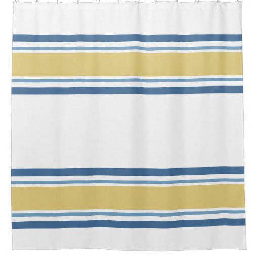 Simple Modern Yellow And Blue Striped Shower Curtain Zazzle