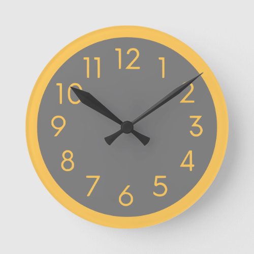 Simple Modern Yellow And Gray Kitchen Round Clock