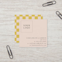 Modern Checkerboard Yellow Simple Stylish Custom Square Business