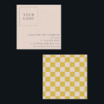 Simple Modern Yellow Checkerboard Your Logo Custom Square Business Card<br><div class="desc">Creative and professional,  this square business card template features your logo and contact informtion and has a checkerboard in yellow and white on the back.</div>