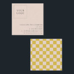 Simple Modern Yellow Checkerboard Your Logo Custom Square Business Card<br><div class="desc">Creative and professional,  this square business card template features your logo and contact informtion and has a checkerboard in yellow and white on the back.</div>