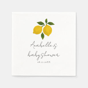 Simple Modern Yellow Lemon Bicycle Baby Shower Napkins