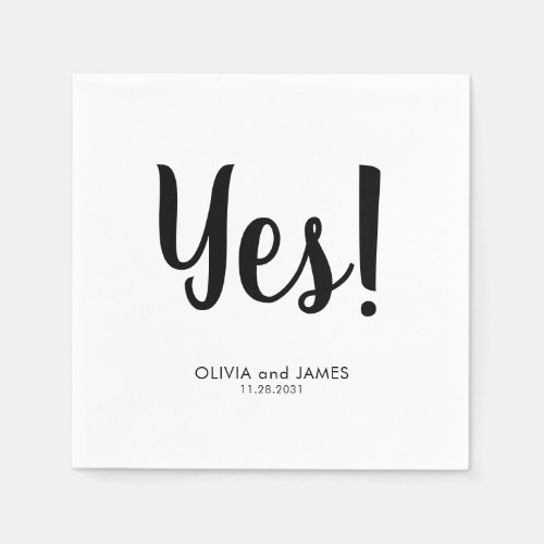 Simple Modern YES Engaged Script Engagement Party Napkins