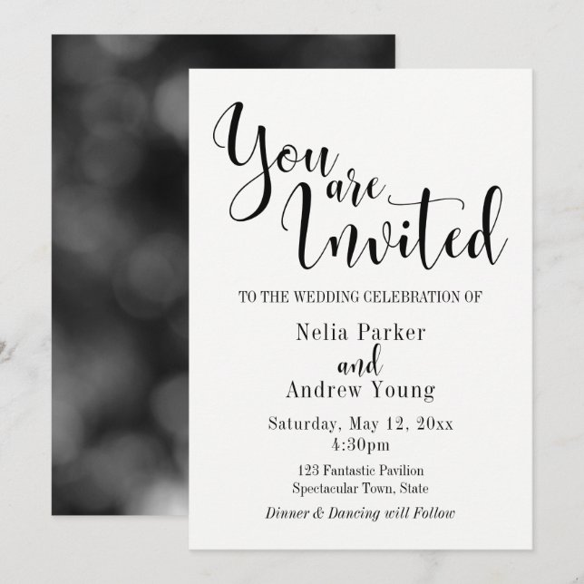 Simple, Modern, You Are Invited Typography Wedding Invitation (Front/Back)