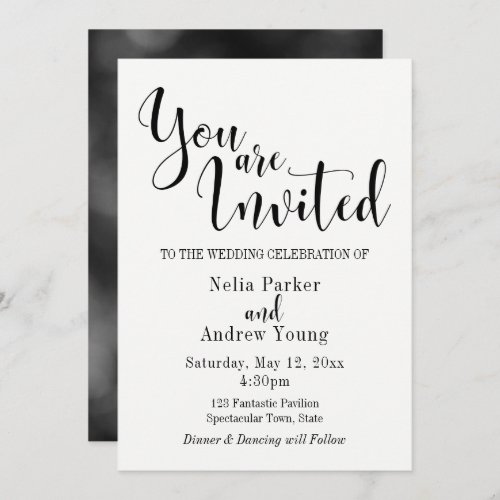 Simple Modern You Are Invited Typography Wedding Invitation