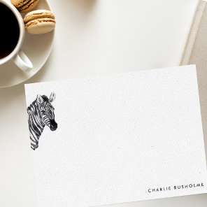 Simple Modern Zebra Personalized Stationery Note Card