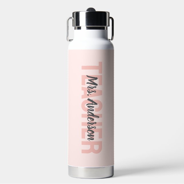 Simple ModernBlush Pink Teacher Water Bottle (Front)