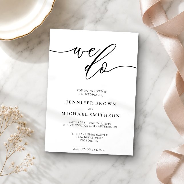 Simple Modernist Signature Font We Do Wedding Invitation (Creator Uploaded)