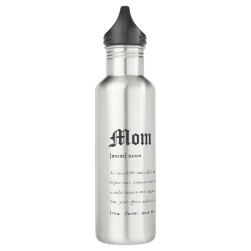 Simple Mom Dictionary Definition Personalized Gift Stainless Steel Water Bottle