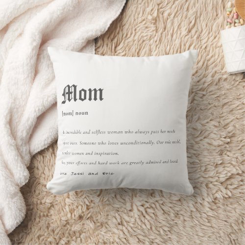 Simple Mom Dictionary Definition Personalized Gift Throw Pillow