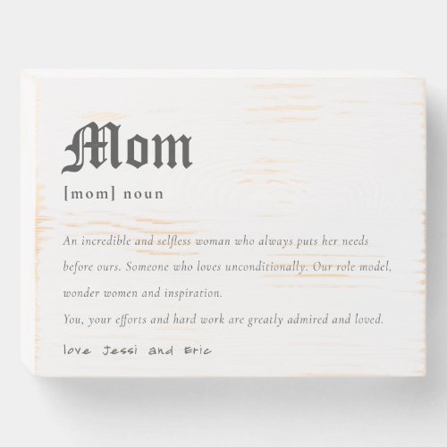 Simple Mom Dictionary Definition Personalized Gift Wooden Box Sign