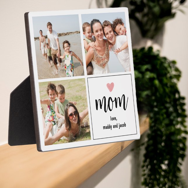 Simple Mom Photo Collage Heart Plaque (Creator Uploaded)