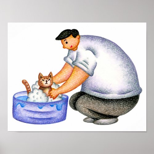 Simple moment of happiness in the bath. poster