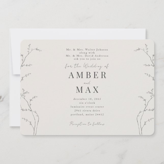 Simple Moments Both Parents Cream Rounded Invitation (Front)