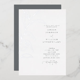 Simple Moments Parents HandDrawn Stem Foil Wedding Invitation