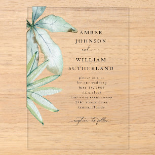 Simple Moments Tropical Wedding Clear Acrylic Invitations
