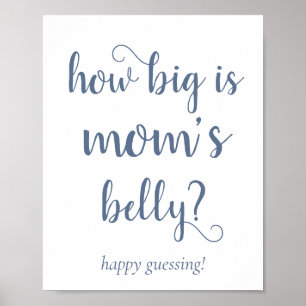 Simple Mommys Belly Dusty Blue Guessing Game Poster