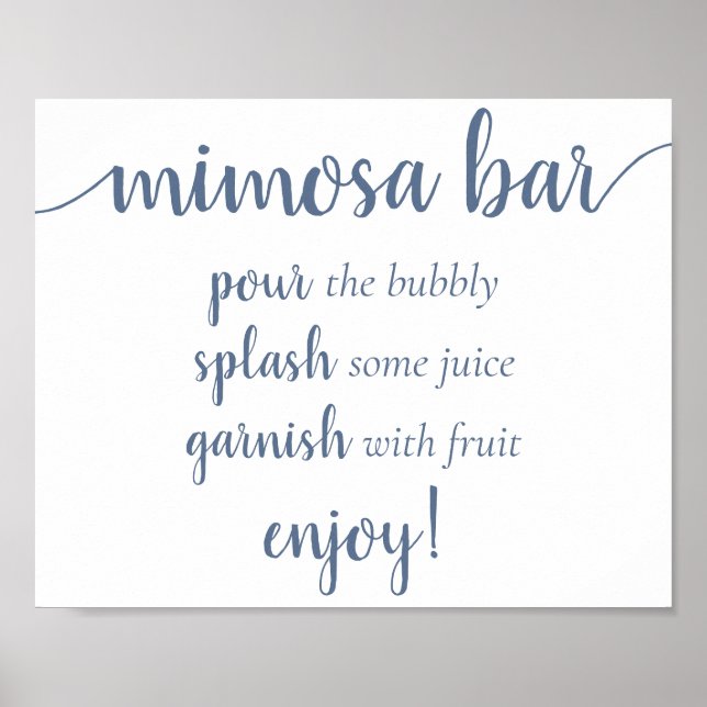 Simple Momosa Bar | Dusty Blue Any Event Sign (Front)
