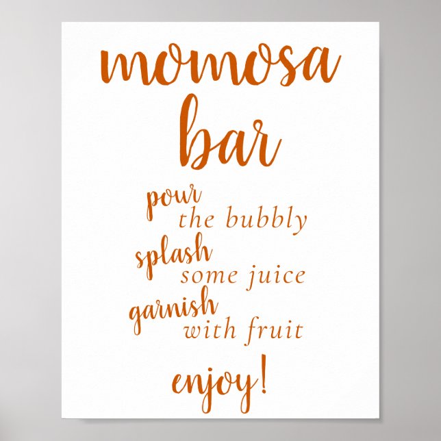Simple Momosa Bar | Fall Orange Any Event Sign (Front)