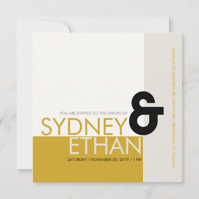 Simple Mondrian Minimalist Modern Wedding Invite (Front)