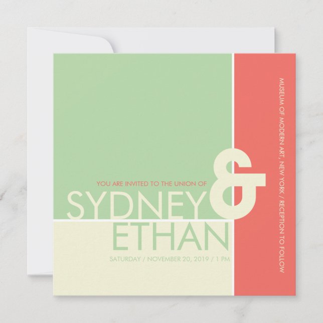 Simple Mondrian Minimalist Modern Wedding Invite (Front)