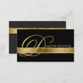 Simple Monochromatic With Gold Stripe Business Card (Front/Back)