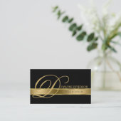 Simple Monochromatic With Gold Stripe Business Card (Standing Front)