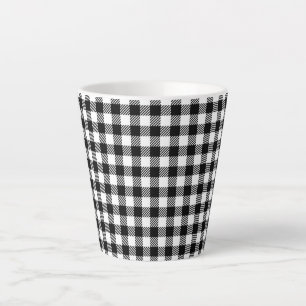 Simple Monochrome Buffalo Plaid Pattern Latte Mug