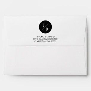 Simple monochrome circle invitation envelope