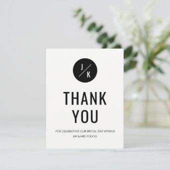 Simple monochrome circle thank you card - flat | Zazzle