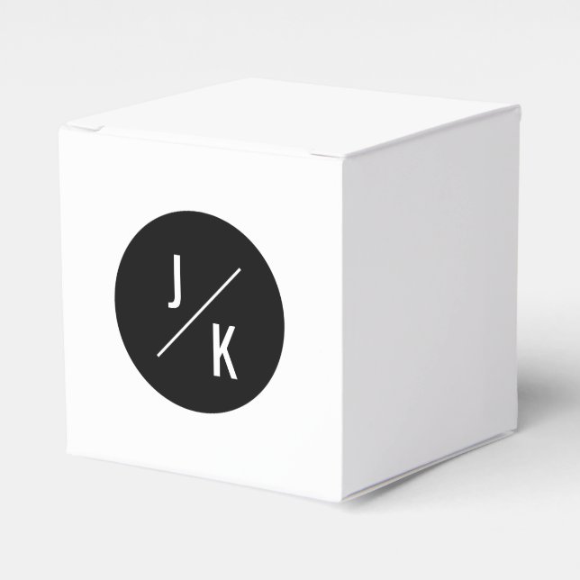 Simple monochrome circle wedding favor box (Front Side)
