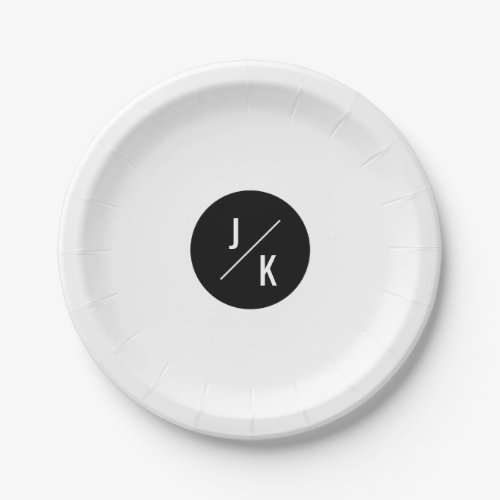 Simple monochrome circle wedding paper plate