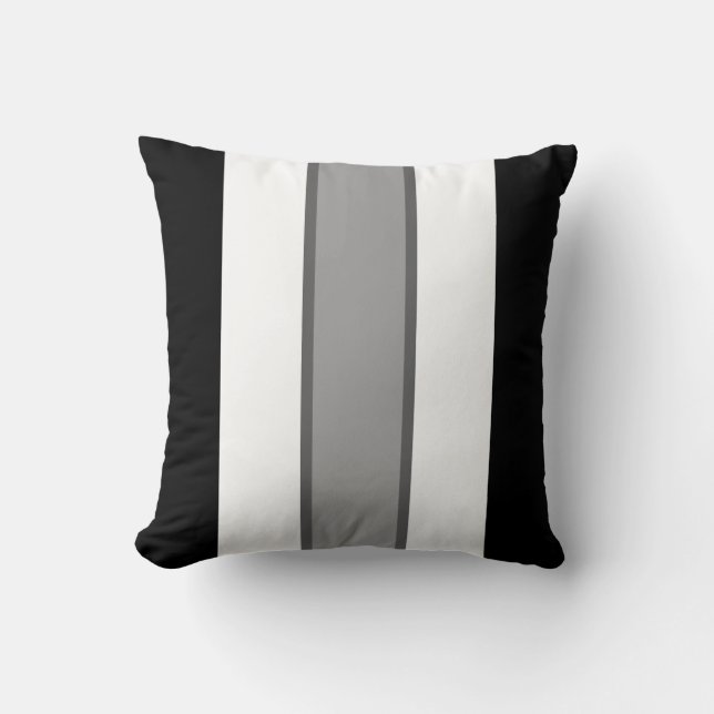 Simple Monochrome Stripe 16" Square Throw Pillow (Front)