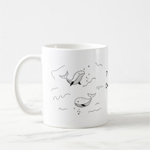 Simple Monochrome Whale Sea Lineart Custom Coffee Mug
