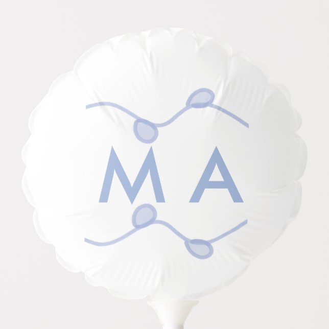 Simple monogram add your name letter blue leaf balloon (Front)
