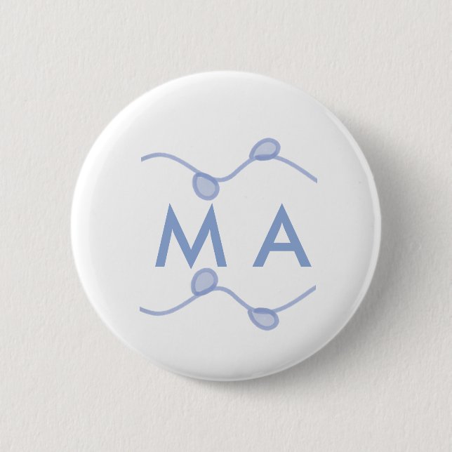 Simple monogram add your name letter blue leaf button (Front)