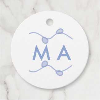 Simple monogram add your name letter blue leaf favor tags