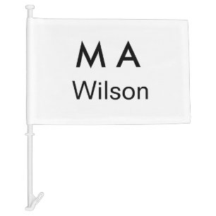 Simple monogram add your name letter man minimal car flag