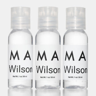 Simple monogram add your name letter man minimal hand sanitizer