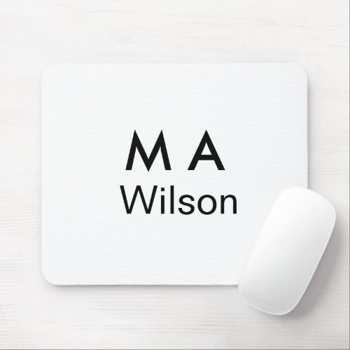Simple monogram add your name letter man minimal   mouse pad