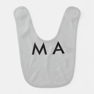 Simple monogram add your name letter man minimal t baby bib