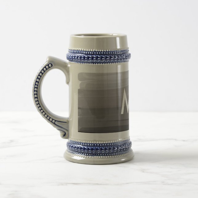 Simple monogram add your name letter man minimal t beer stein (Left)