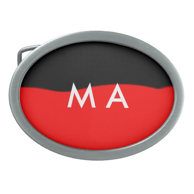 Simple monogram add your name letter man minimal t belt buckle (Front)