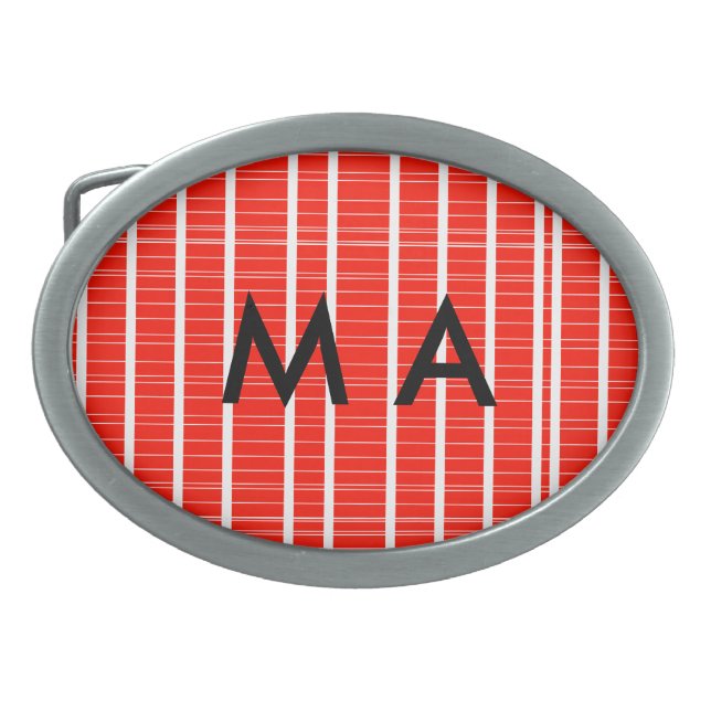 Simple monogram add your name letter man minimal t belt buckle (Front)